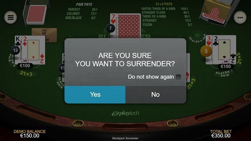 Blackjack surrender online